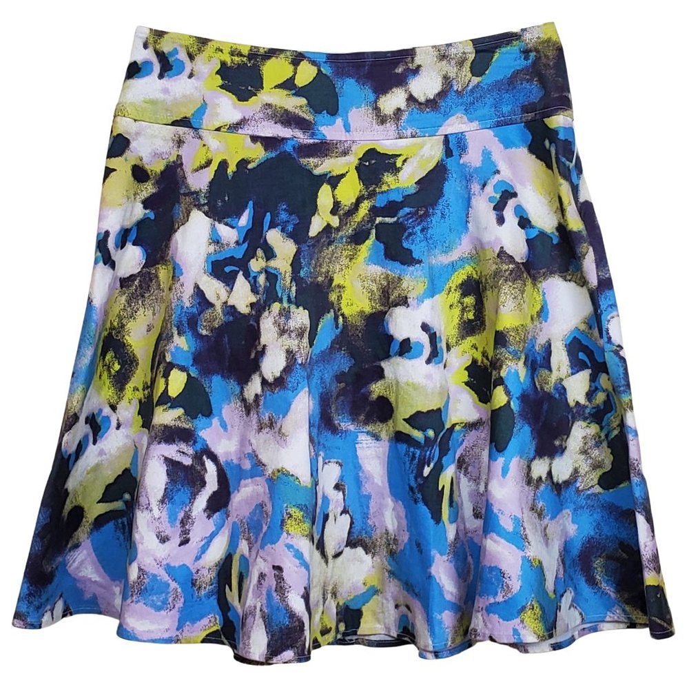 Context Abstract Print Pastel A-Line Skirt Women's Large
